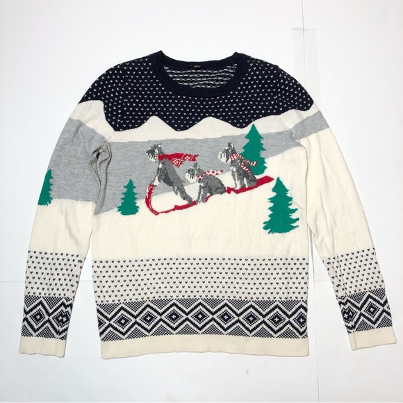 Talbots small Holiday Christmas Scotty Dogs Sled Sweater Womens cashmere blend - Picture 1 of 14